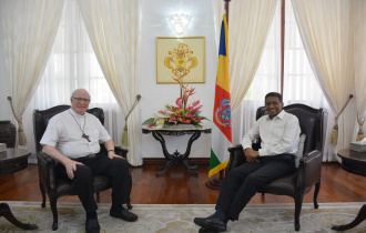 President Faure receives Roman Catholic Bishop Denis Wiehe