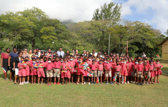 President Ramkalawan visits students at the Plaisance Primary School