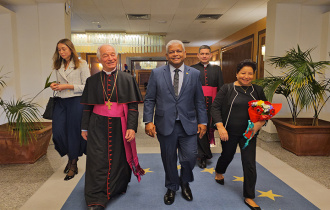 President Wavel Ramkalawan arrives in Rome ahead of his official visit at the Vatican and private audience with His Holiness Pope Francis