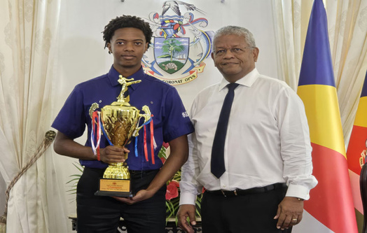 President Ramkalawan Welcomes Young Karate Champion Samuel Fanny to State House