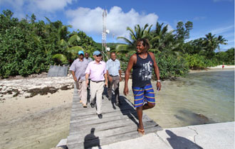 President Michel visits businesses on La Digue