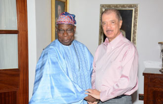 President Michel receives Former President Obasanjo at State House